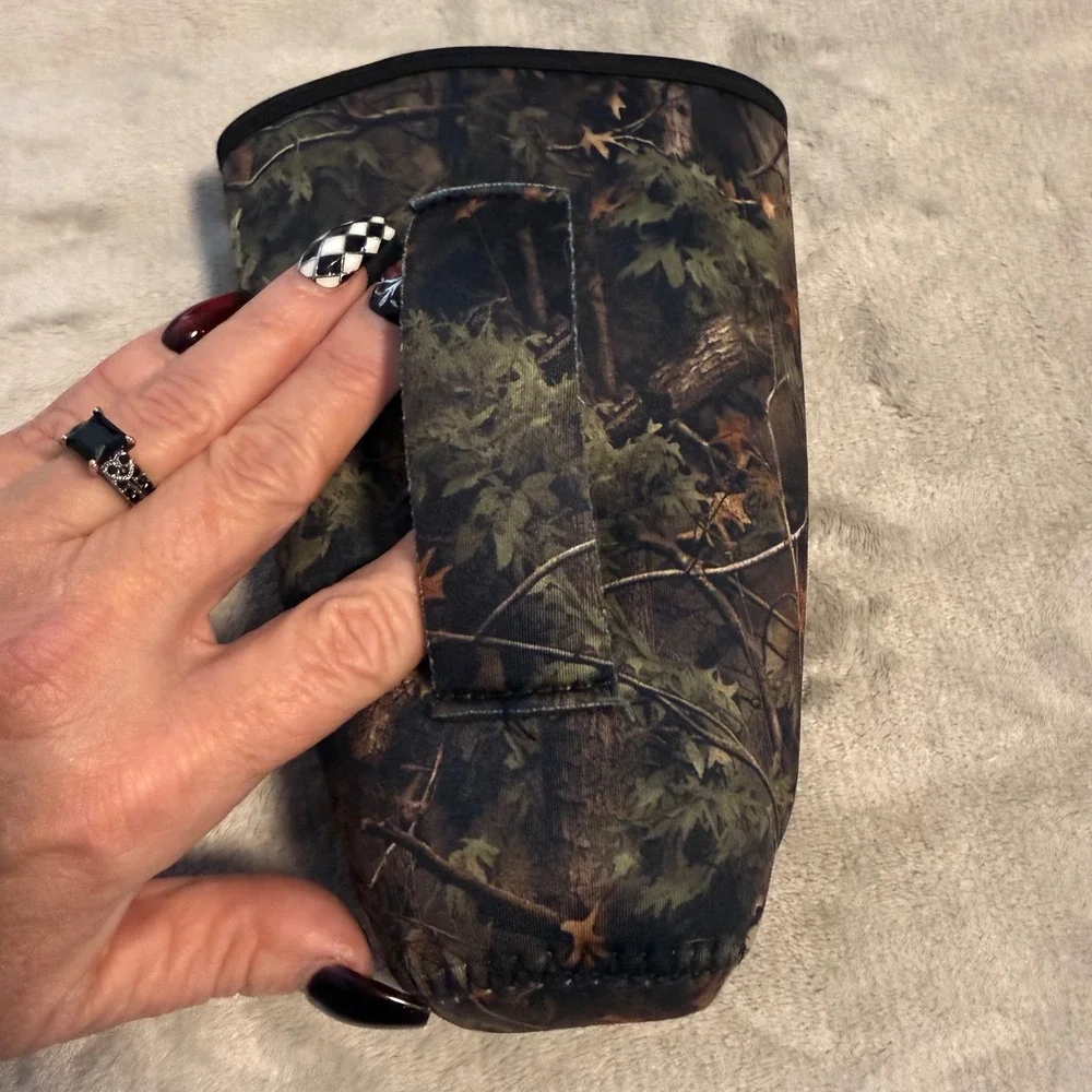 Camo Neoprene Cup Sleeve Insulated‎ Drink Holder Handle Hunting EUC